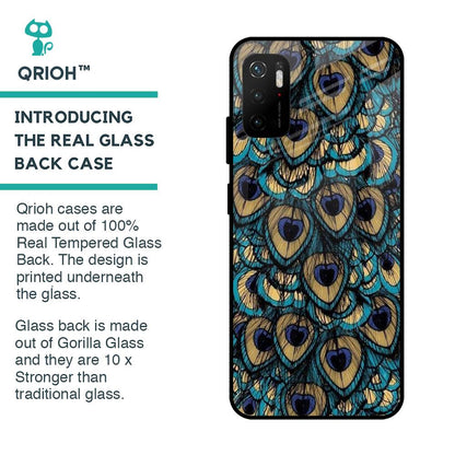 Peacock Feathers Glass case for Poco M3 Pro