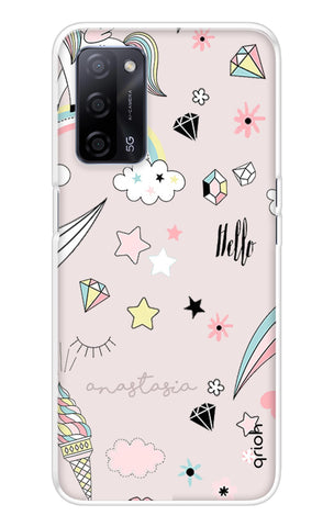 Unicorn Doodle Oppo A53s Back Cover
