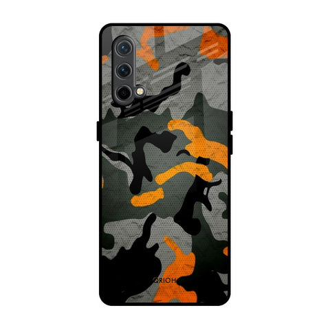 Camouflage Orange OnePlus Nord CE Glass Back Cover Online