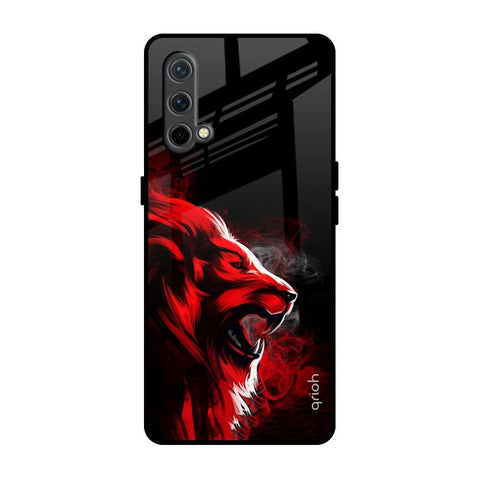 Red Angry Lion OnePlus Nord CE Glass Back Cover Online
