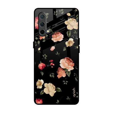 Black Spring Floral OnePlus Nord CE Glass Back Cover Online