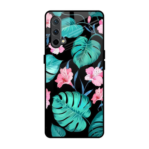 Tropical Leaves & Pink Flowers OnePlus Nord CE Glass Back Cover Online
