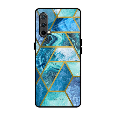 Turquoise Geometrical Marble OnePlus Nord CE Glass Back Cover Online