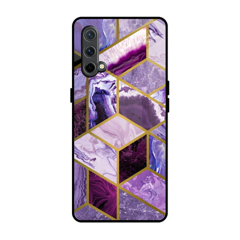 Purple Rhombus Marble OnePlus Nord CE Glass Back Cover Online
