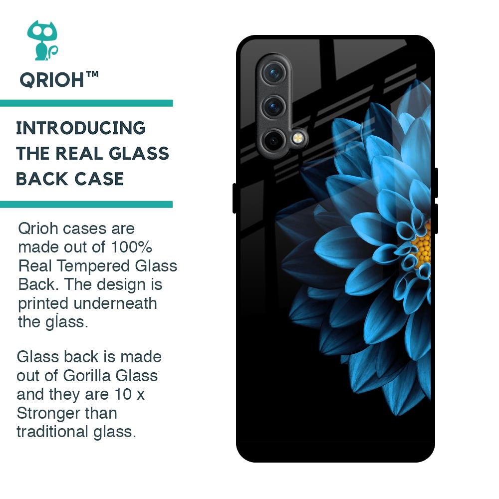 Half Blue Flower Glass Case for OnePlus Nord CE