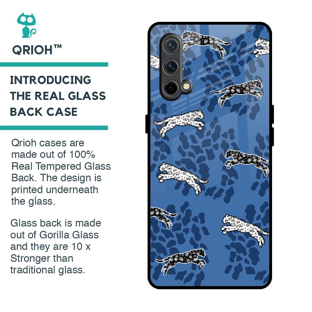 Blue Cheetah Glass Case for OnePlus Nord CE