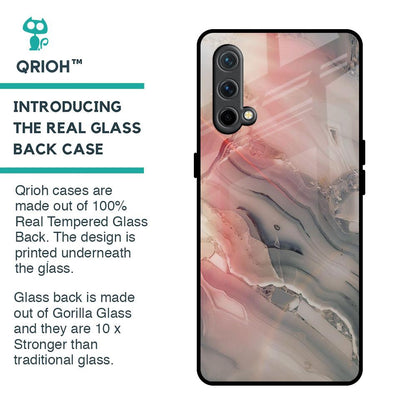Pink And Grey Marble Glass Case For OnePlus Nord CE