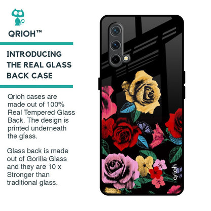 Floral Decorative Glass Case For OnePlus Nord CE