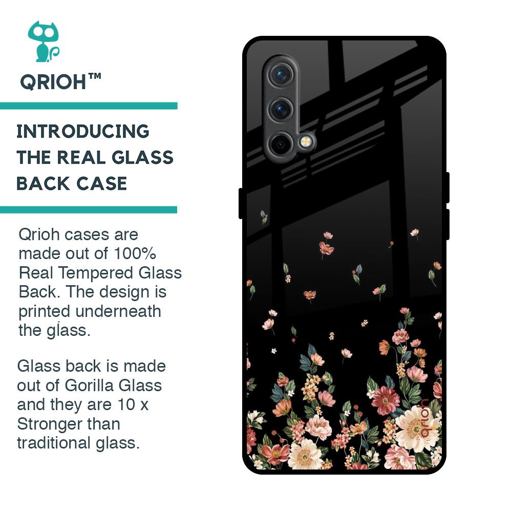 Floating Floral Print Glass Case for OnePlus Nord CE