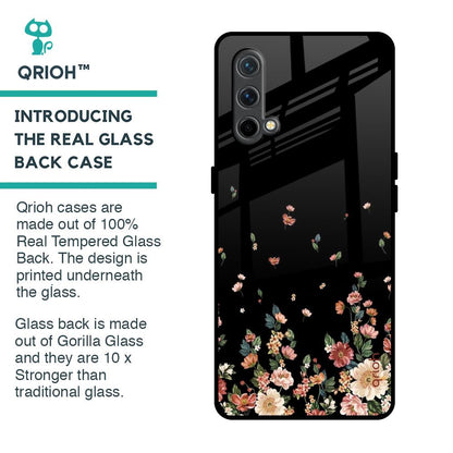 Floating Floral Print Glass Case for OnePlus Nord CE