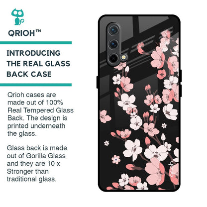 Black Cherry Blossom Glass Case for OnePlus Nord CE
