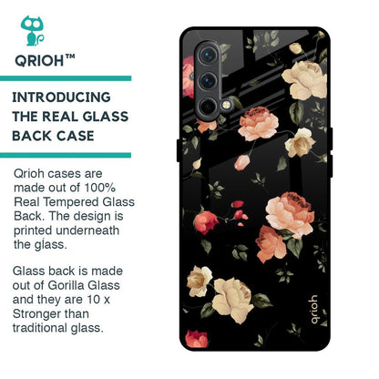 Black Spring Floral Glass Case for OnePlus Nord CE