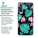 Tropical Leaves & Pink Flowers Glass Case for OnePlus Nord CE