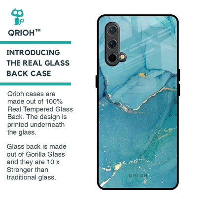 Blue Golden Glitter Glass Case for OnePlus Nord CE