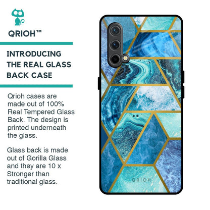 Turquoise Geometrical Marble Glass Case for OnePlus Nord CE