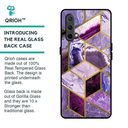 Purple Rhombus Marble Glass Case for OnePlus Nord CE
