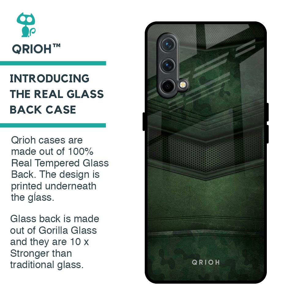 Green Leather Glass Case for OnePlus Nord CE