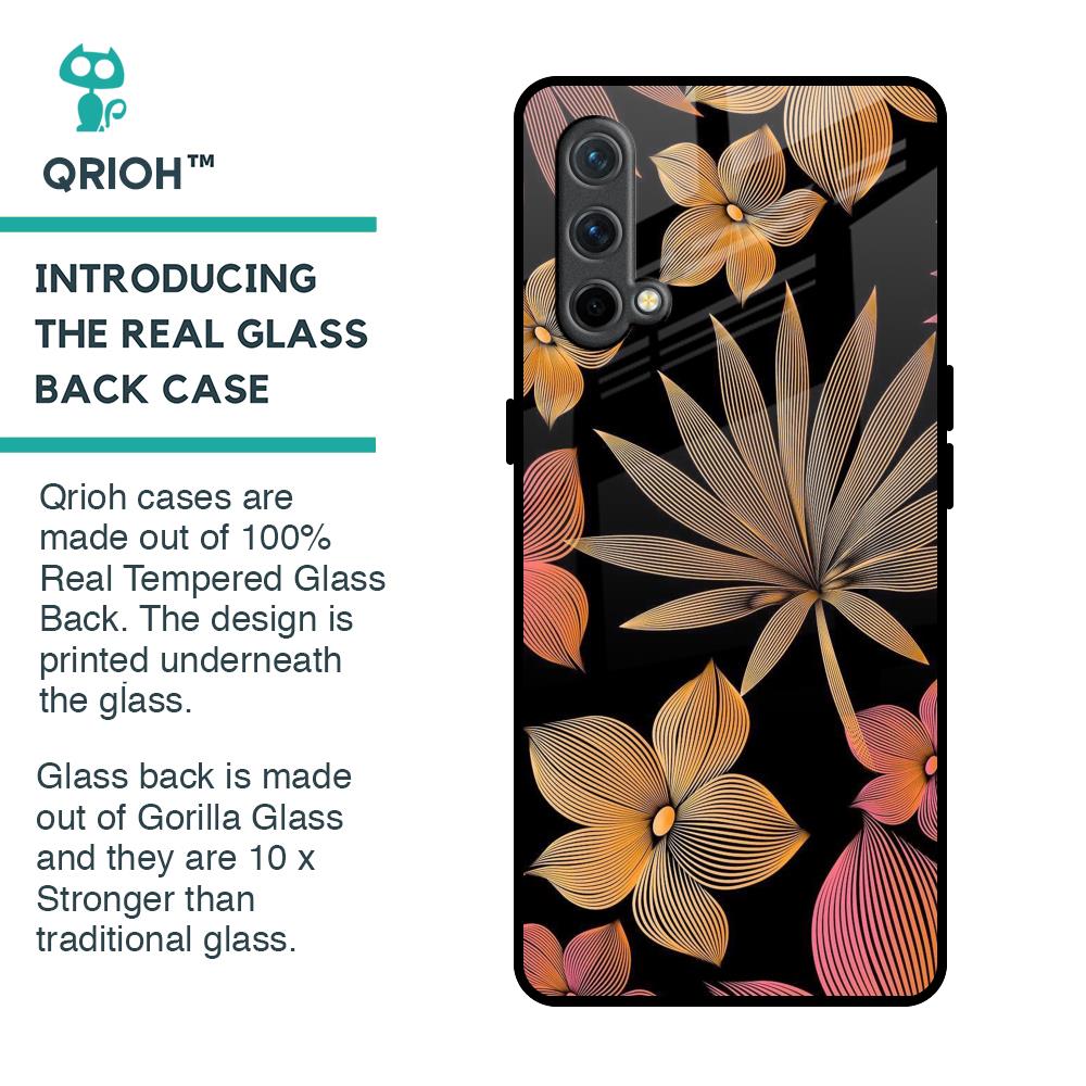 Lines Pattern Flowers Glass Case for OnePlus Nord CE