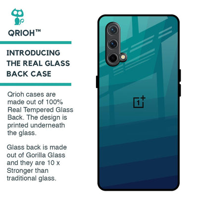 Green Triangle Pattern Glass Case for OnePlus Nord CE