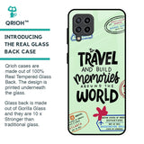 Travel Stamps Glass Case for Samsung Galaxy M32