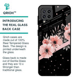 Floral Black Band Glass Case For Samsung Galaxy M32