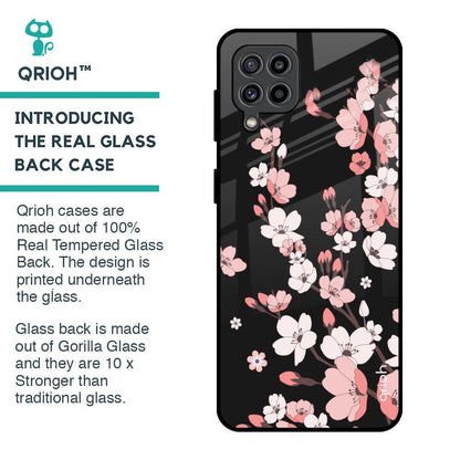 Black Cherry Blossom Glass Case for Samsung Galaxy M32