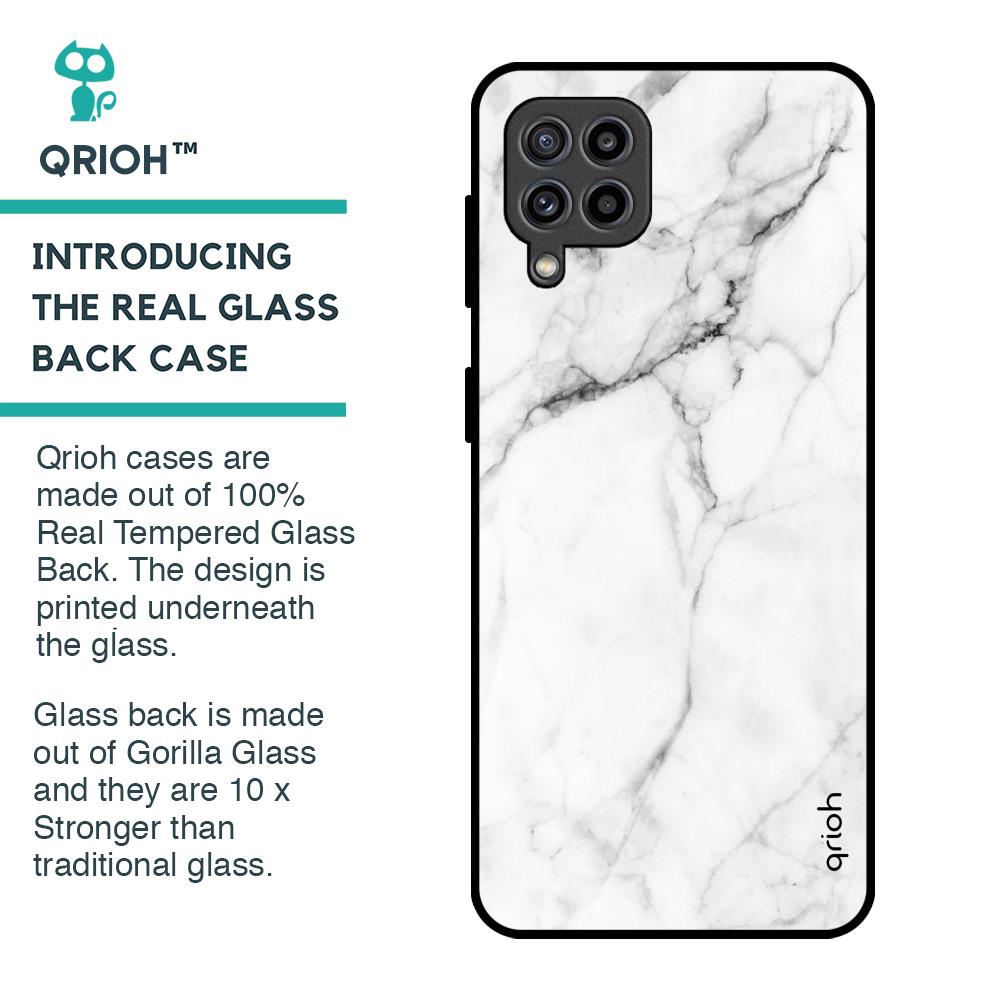Modern White Marble Glass Case for Samsung Galaxy M32