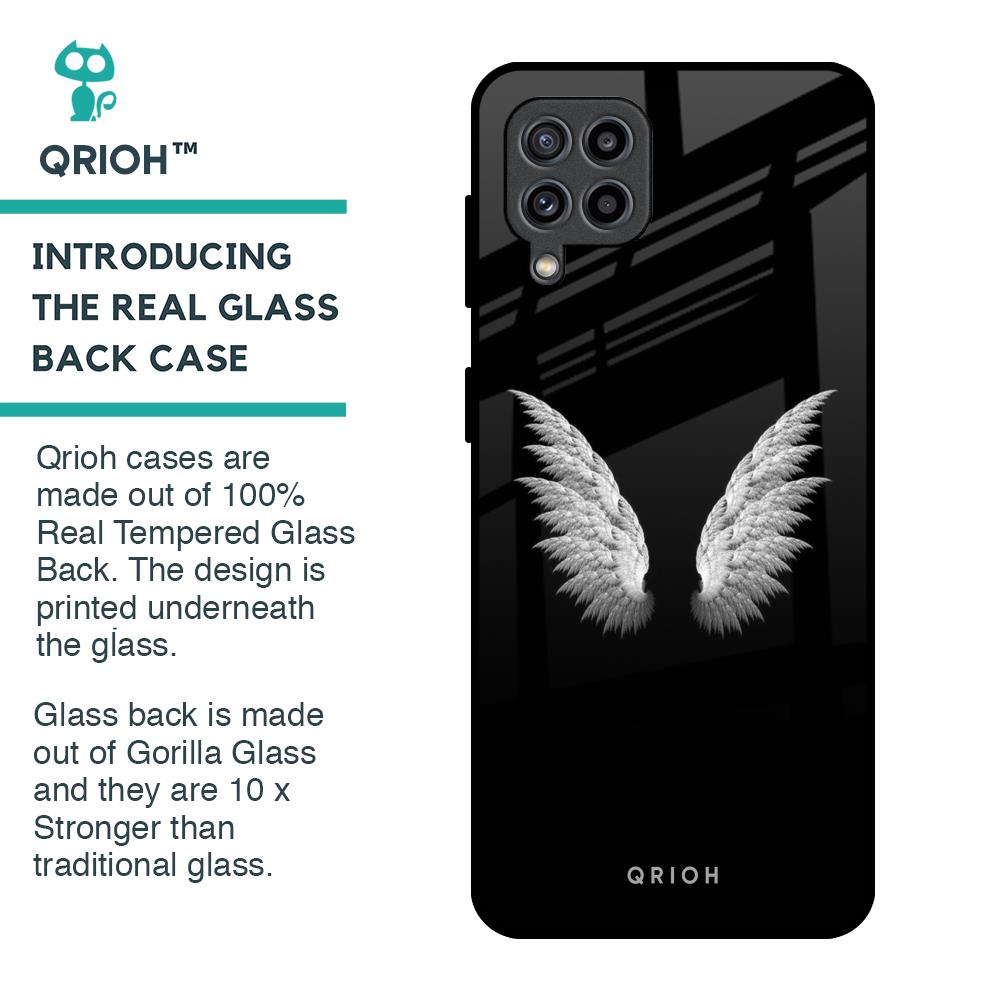 White Angel Wings Glass Case for Samsung Galaxy M32