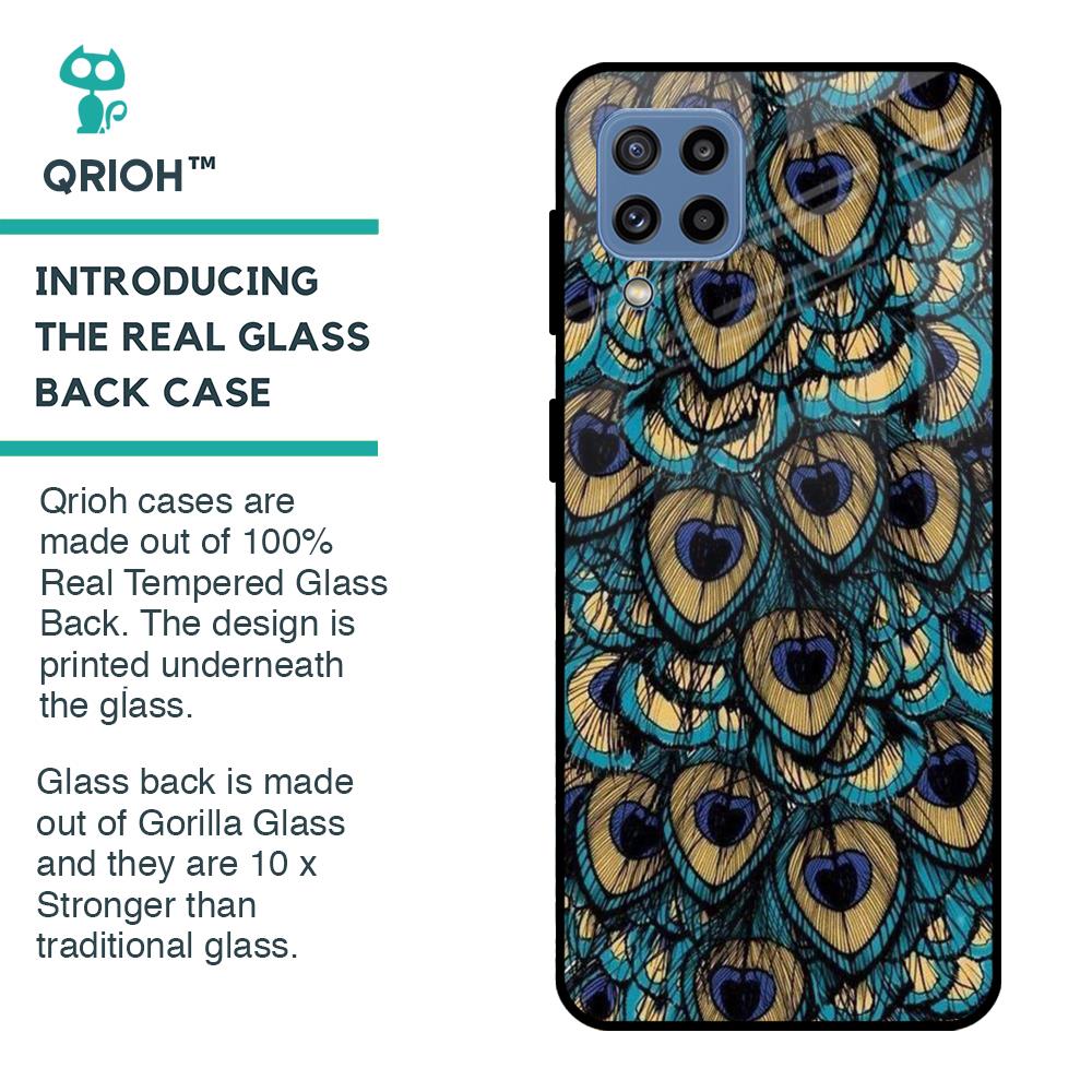 Peacock Feathers Glass case for Samsung Galaxy M32