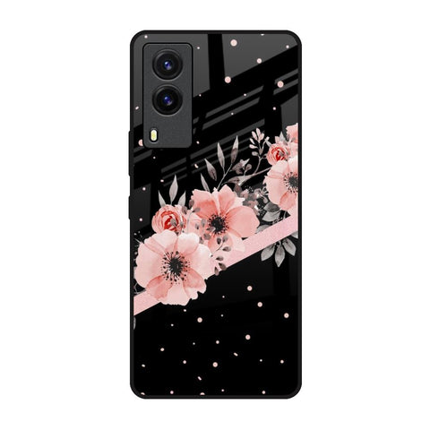 Floral Black Band Vivo V21e Glass Back Cover Online