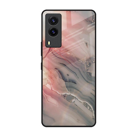 Pink And Grey Marble Vivo V21e Glass Back Cover Online