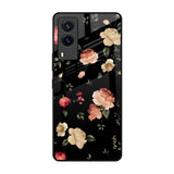 Black Spring Floral Vivo V21e Glass Back Cover Online