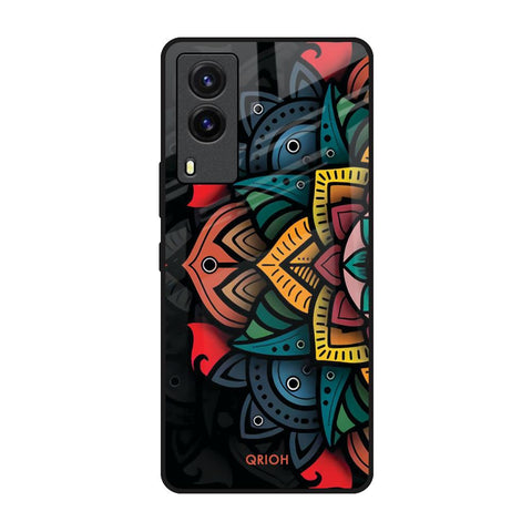 Retro Gorgeous Flower Vivo V21e Glass Back Cover Online