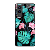 Tropical Leaves & Pink Flowers Vivo V21e Glass Back Cover Online