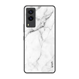 Modern White Marble Vivo V21e Glass Back Cover Online