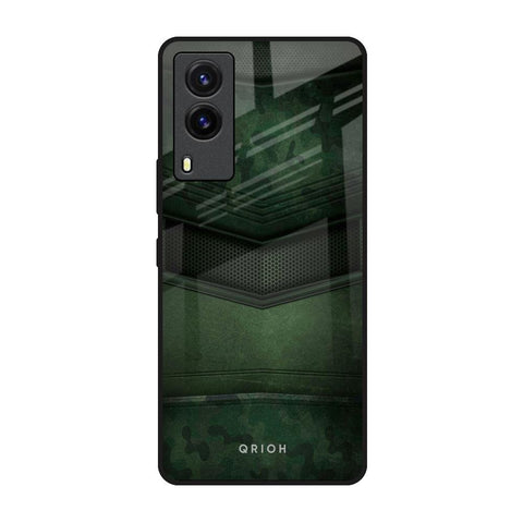 Green Leather Vivo V21e Glass Back Cover Online