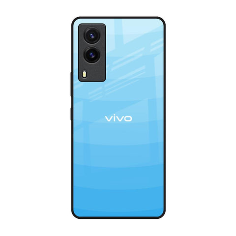 Wavy Blue Pattern Vivo V21e Glass Back Cover Online