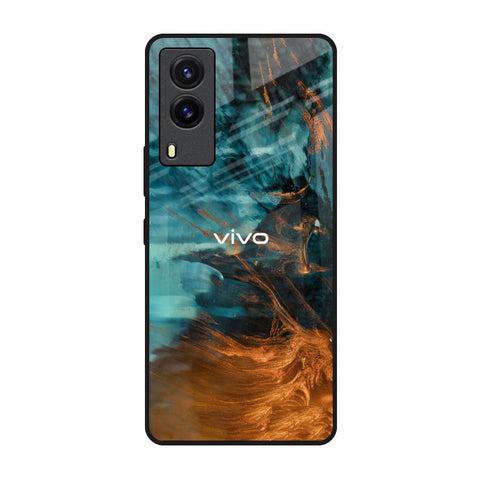 Golden Splash Vivo V21e Glass Back Cover Online
