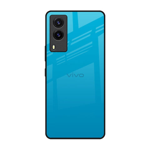 Blue Aqua Vivo V21e Glass Back Cover Online