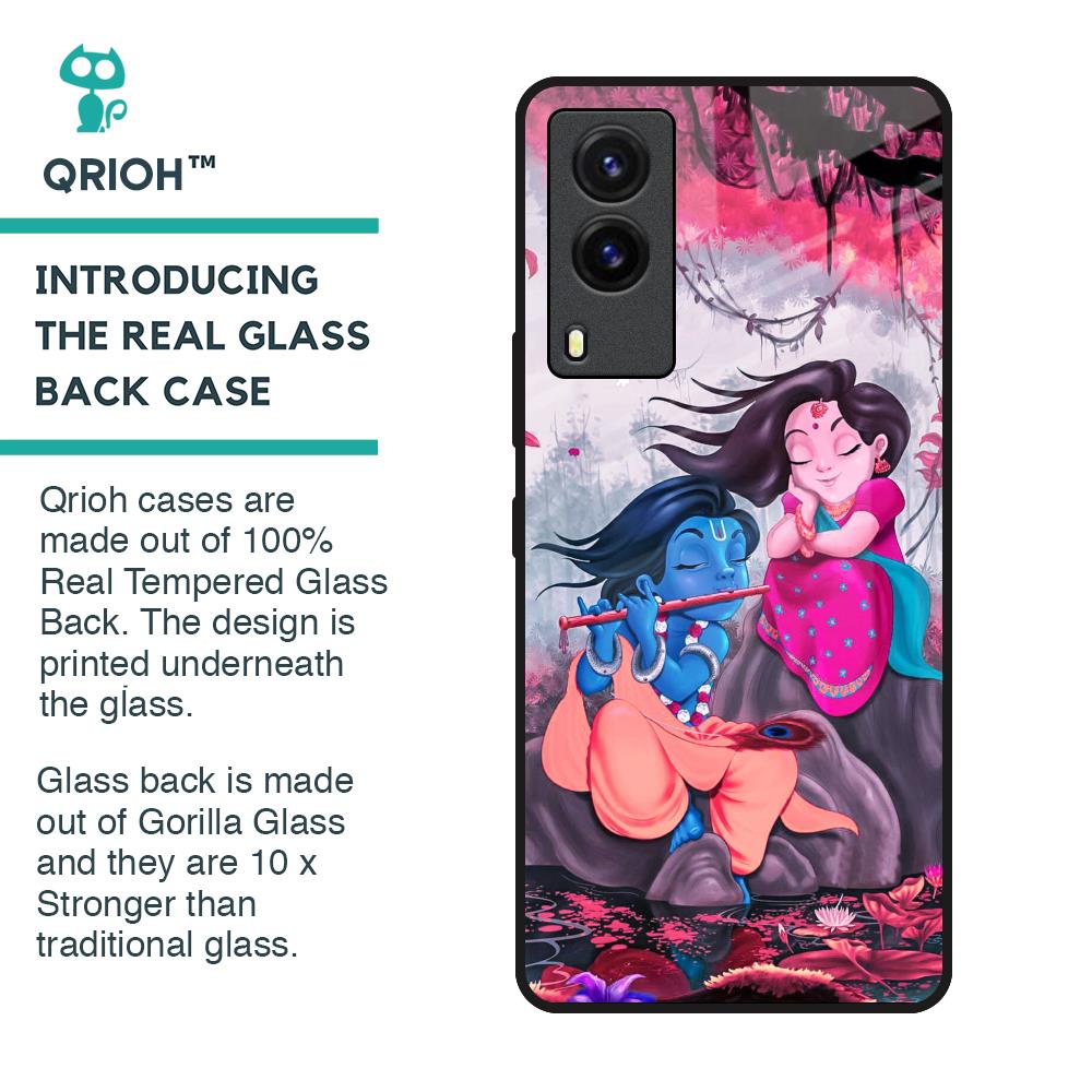 Radha Krishna Art Glass Case for Vivo V21e