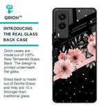 Floral Black Band Glass Case For Vivo V21e