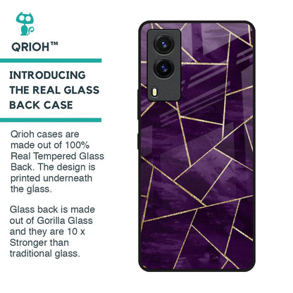 Geometric Purple Glass Case For Vivo V21e