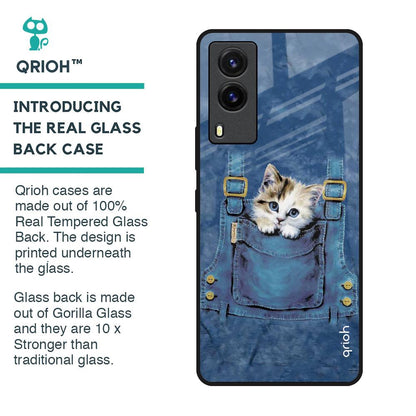Kitty In Pocket Glass Case For Vivo V21e