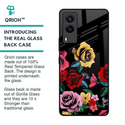 Floral Decorative Glass Case For Vivo V21e