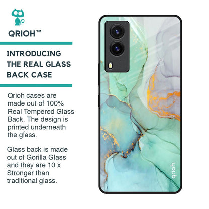 Green Marble Glass Case for Vivo V21e