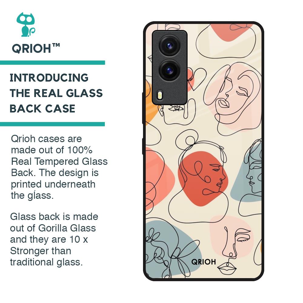 Abstract Faces Glass Case for Vivo V21e