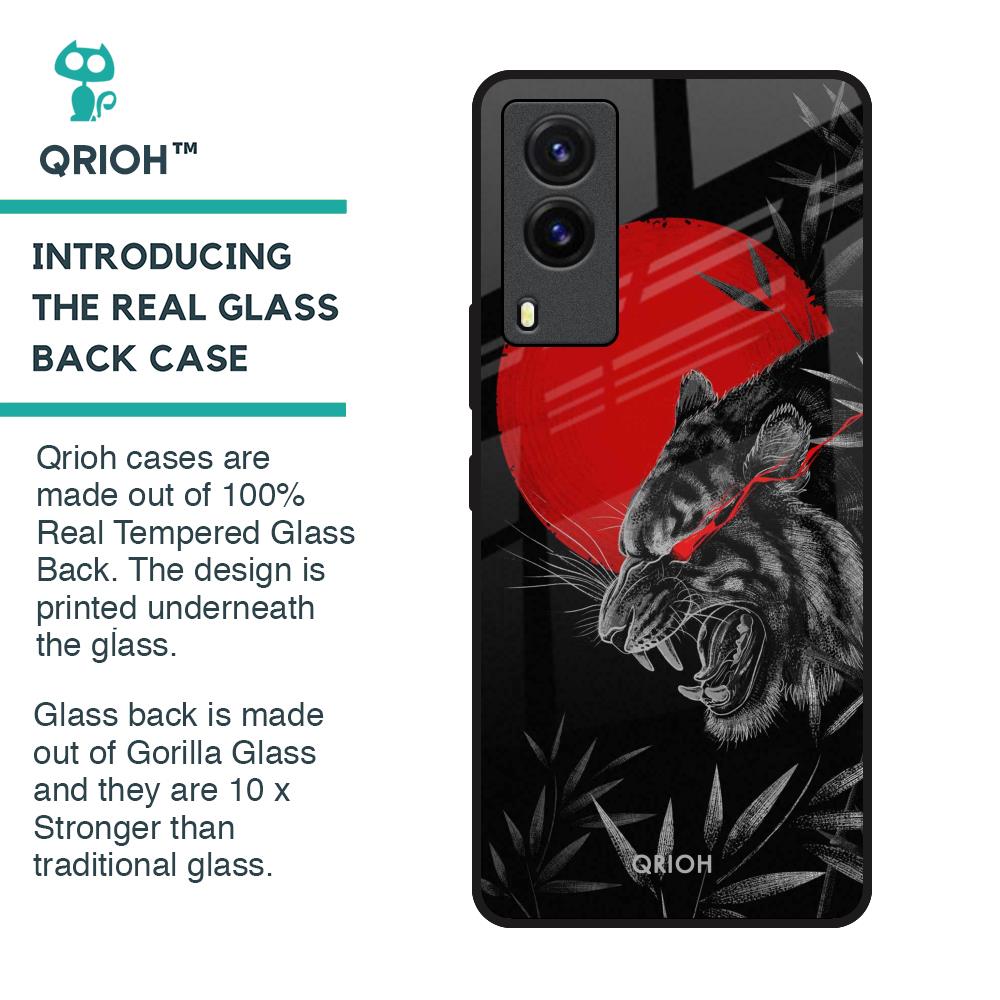 Red Moon Tiger Glass Case for Vivo V21e