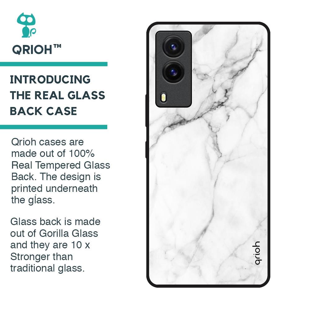 Modern White Marble Glass Case for Vivo V21e