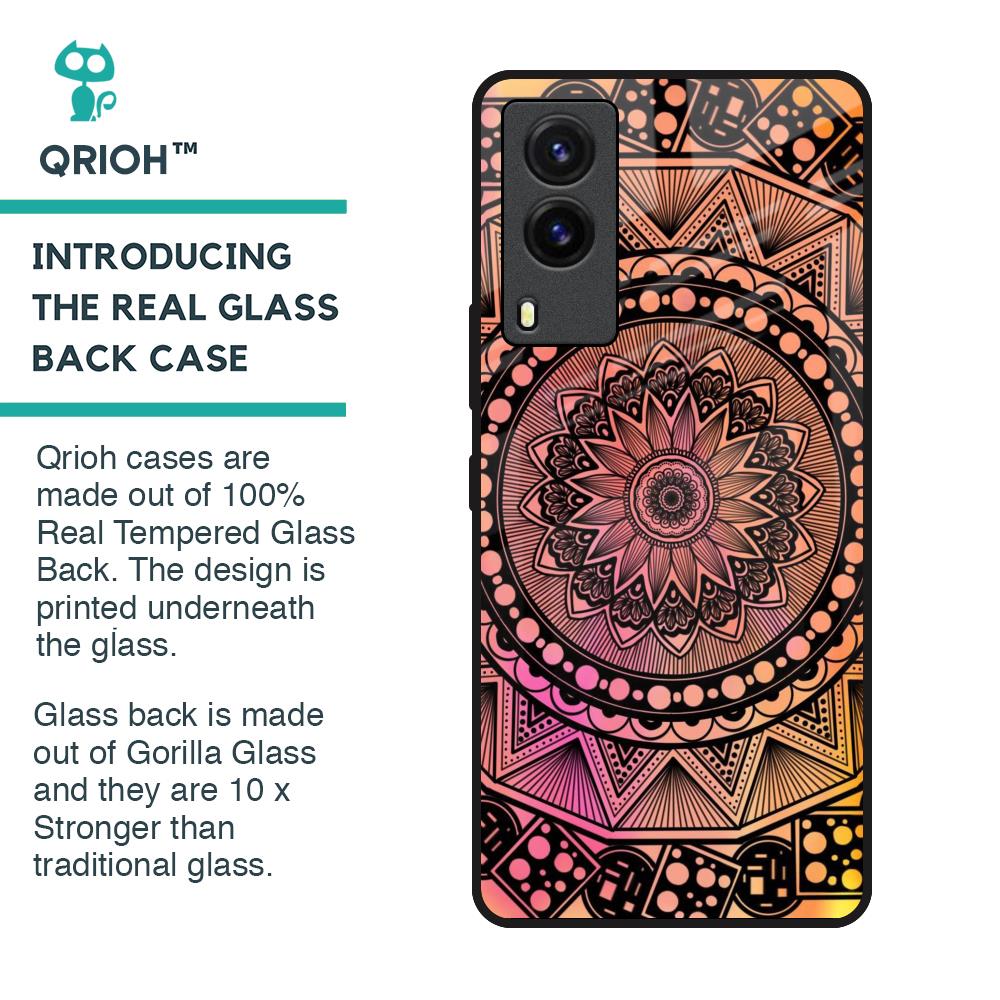 Floral Mandala Glass Case for Vivo V21e