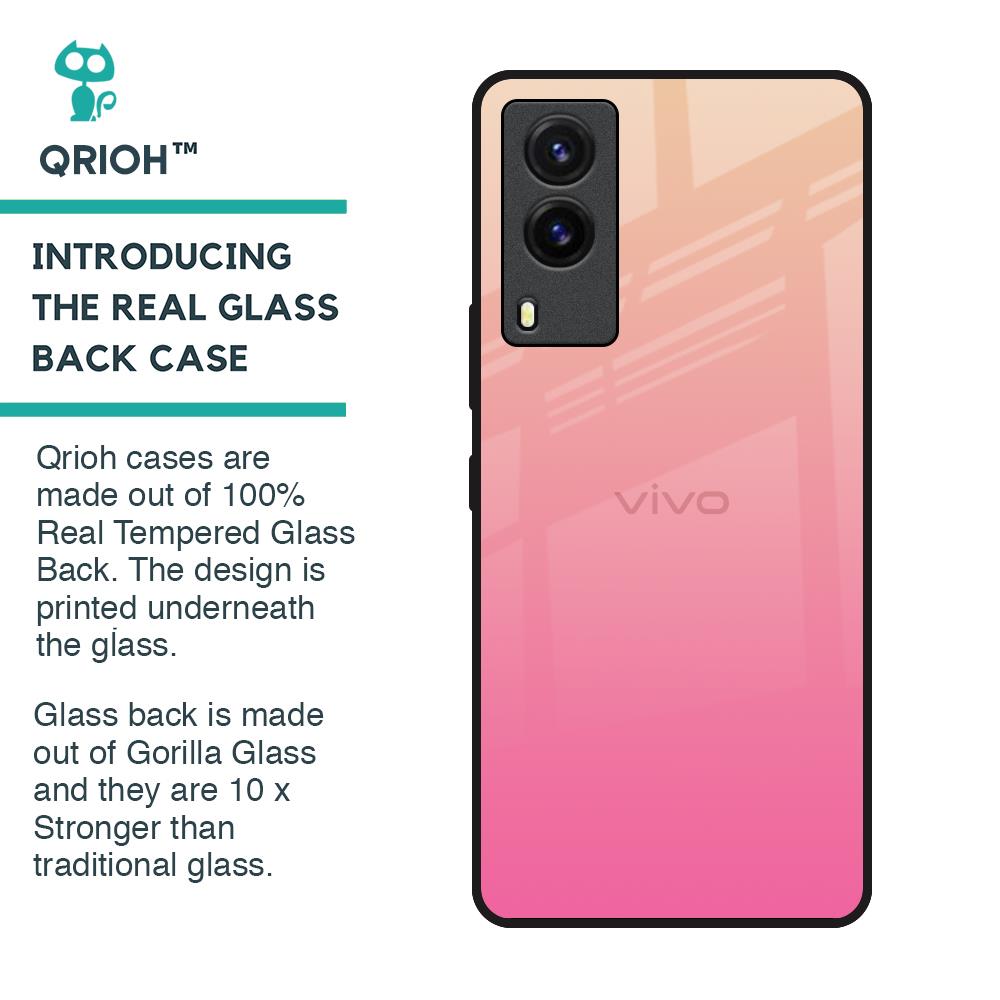 Pastel Pink Gradient Glass Case For Vivo V21e